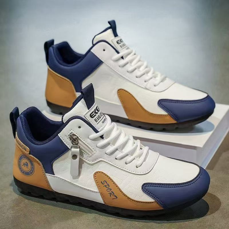 Men's trendy and fashionable casual sports shoes with side zipper, no laces required, versatile and comfortable slip-on shoes Men's trendy and fashionable casual sports shoes with side zipper, no laces required, versatile and comfortable slip-on shoes
