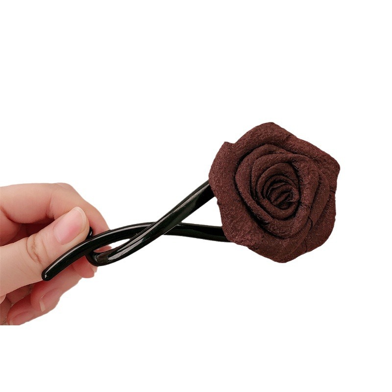 Meilad retro rosa torsión clip simple camellia una palabra de banano nuevo temperamento tocado de cabello fija