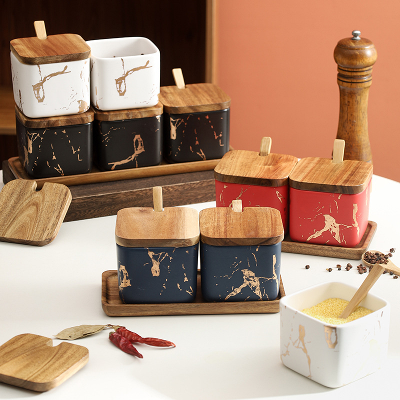 Cerámica de lujo ligera condimento nórdico conjunto de botellas de condimento domésticas al por mayor