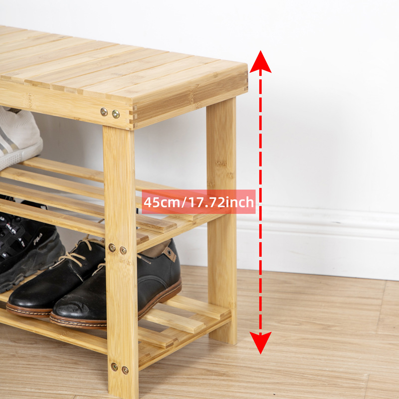 Estante de zapatos simple multicapa puerta doméstica se puede sentar y usar taburetes de cambio de zapatos armario de zapatos a prueba de polvo almacenamiento económico estante de bambú precio especial