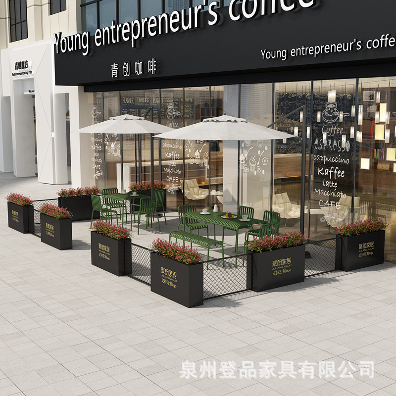 铁艺户外花箱网格长方形不锈钢花槽种植箱商业街围栏隔断组合|ru