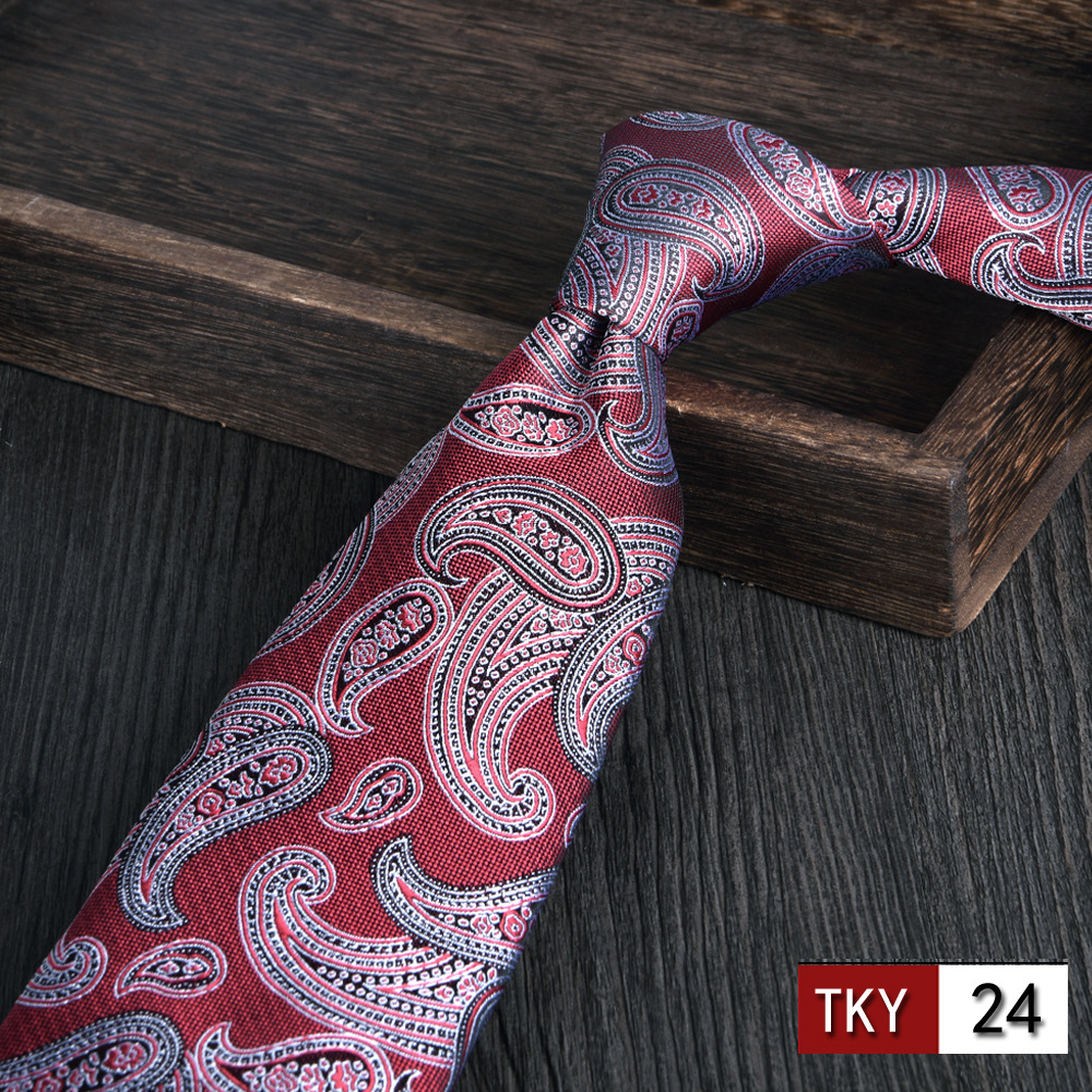 Corbata hombre vestido de negocios profesionales vino rojo novio casamiento Jacquard 8cm mano nueva tendencia spot