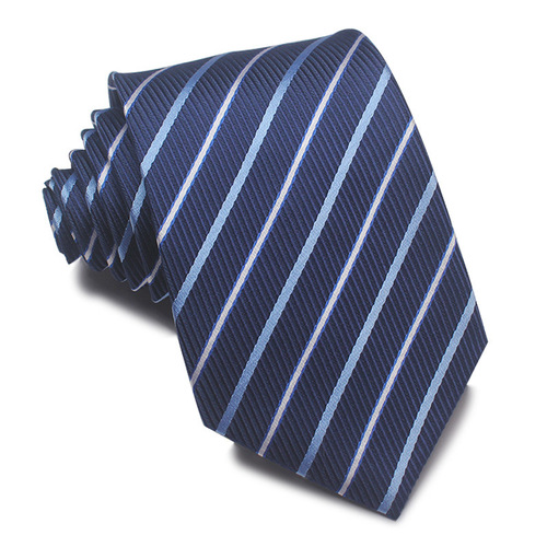 Manufacturer Direct Sale 8CM Silk Brocade Striped Tie for Men Business Tie Formal Leisure Work Wholesale