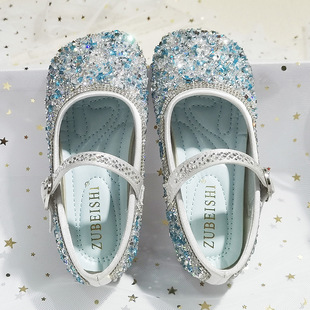Shiny rhinestone girls' princess shoes colorful diamond strap children's single shoes cute girls' dance shoes children's shoes wholesale