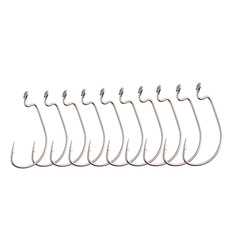 Spinning Lure 7316 High Carbon Steel Wide Belly Curved Shank Hook with Barbed Trolling Hook Soft Plastic Hook Single Hook 10-Pack