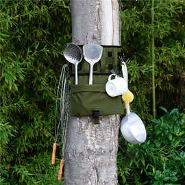 漫天户外野营露营绑树挂袋多功能帆布旅行可移动炊具工具收纳袋