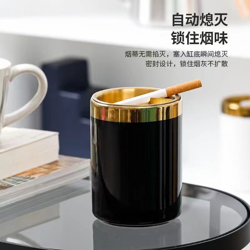 Cenicero de cerámica nórdica creativo personalidad oficina en el hogar barriles de cigarrillos con tapa de alto valor de cara