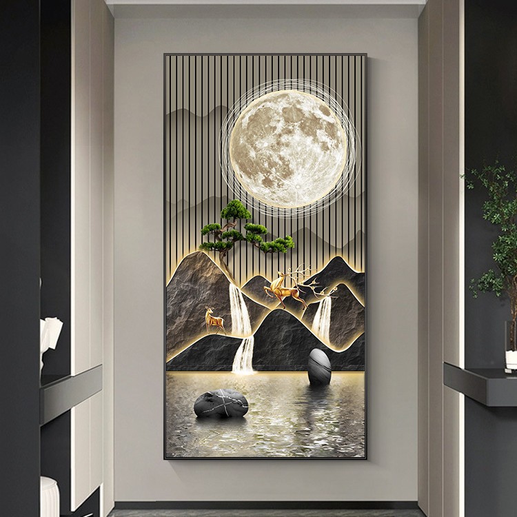 Pintura decorativa del nuevo estilo chino de entrada en la puerta frente a la pintura colgante del flujo de agua de riqueza paisaje corredor mural