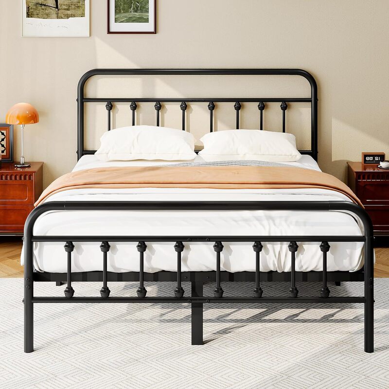Amazon Specializes in Large Metal Platform Bed Frames for Bedrooms, Victorian Wrought Iron Bedside Easy-To-Assemble Iron Frame Beds