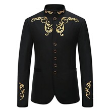 Q 40256 Men's Stand Collar Embroidered Suit �����廨��װ