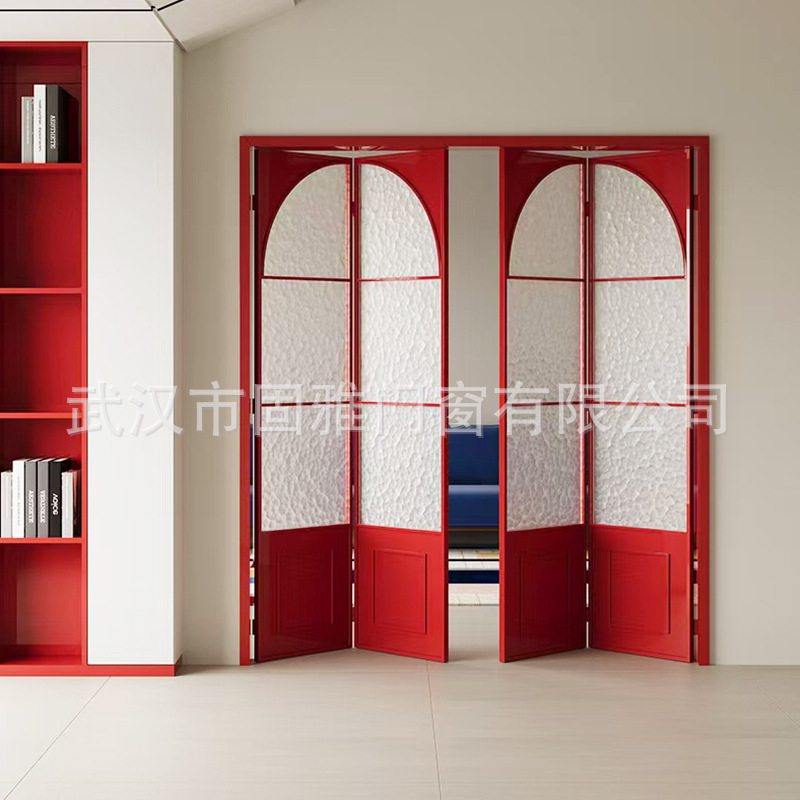 Portas correderas plegables retro franceses de panal de abeja sala de estar cocina balcón tres puerta de vidrio de enlace