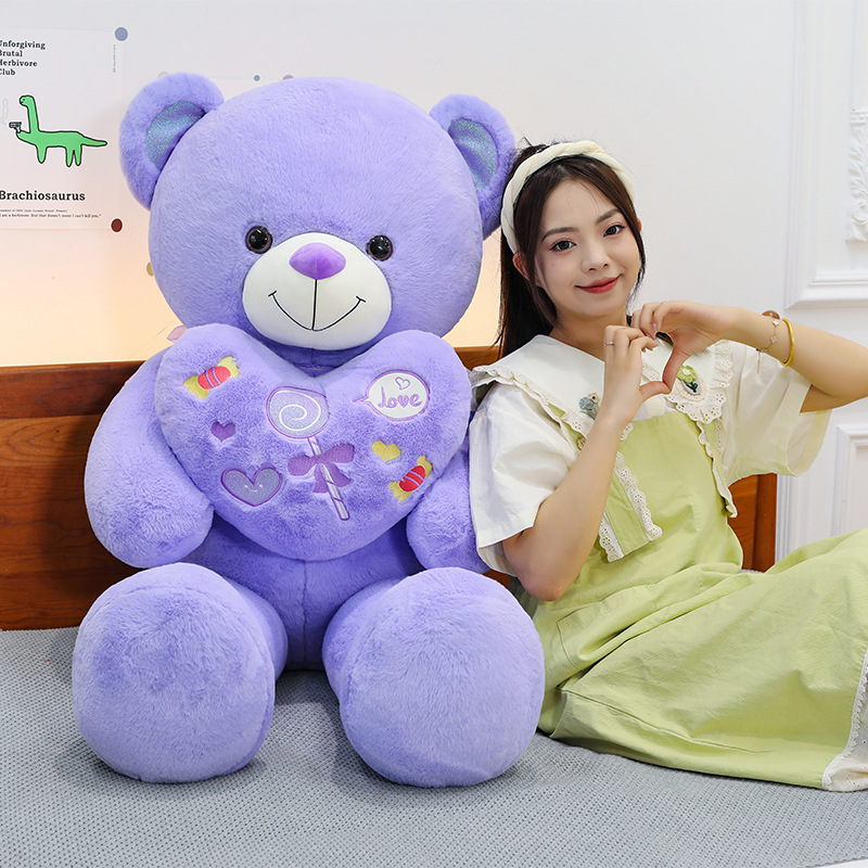 Linda muñeca de oso de peluche de peluche nueva muñeca de oso de peluche con flores al por mayor muñeca de oso de peluche grande