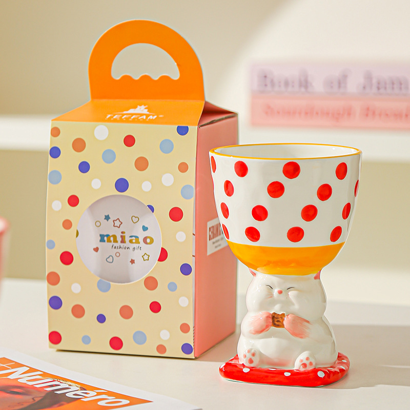 Dibujos animados lindo regalo de cumpleaños pintado a mano taza de helado taza de postre creativo taza de pastel taza de cerámica mesa de aromaterapia