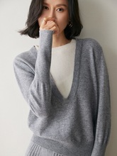 专柜羊绒衫女假两件拼色2025秋冬新款山羊绒打底衫毛衣代发