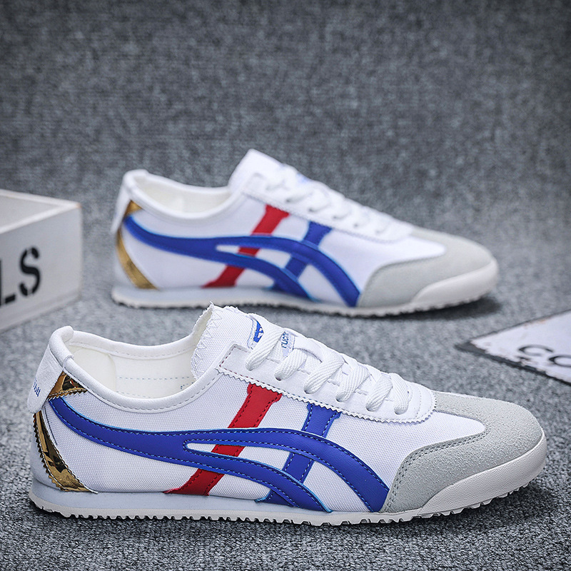 大码男鞋45春季透气小白鞋男鬼冢阿甘鞋46帆布鞋47一脚蹬38老虎鞋