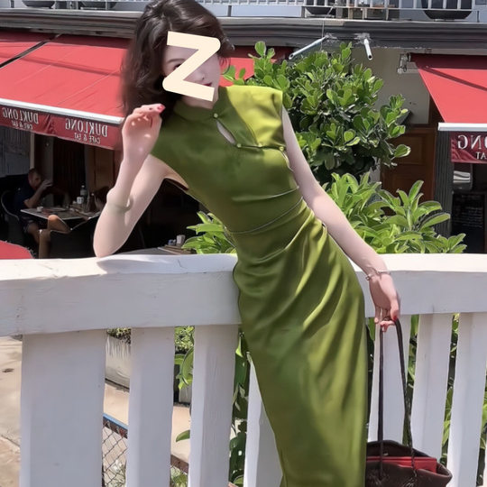 Traditional Chinese Cheongsam Full Open Front 2025 Girl Cool Style Daily Retro High-End Elegant New Chinese Dress Cross-Border