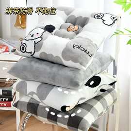 卡通牛奶绒冬季正方形加绒坐垫超厚保暖防滑通用适用椅子学生垫子
