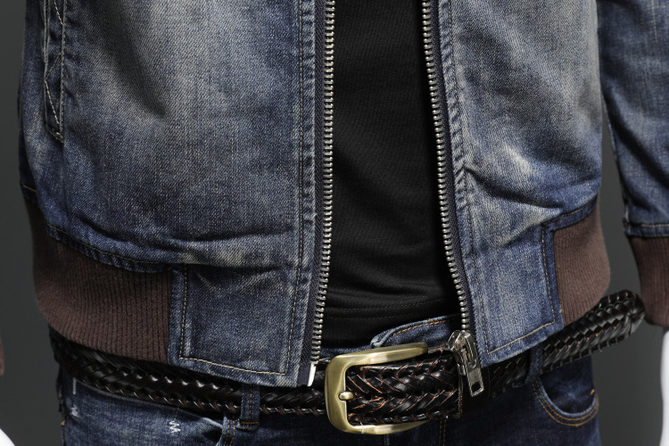 Stylish Retro Men's Denim Jacket Stand Collar Motorcycle Style_voghion.com
