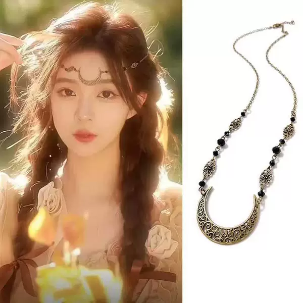 Bohemian Ethnic Style Hair Accessories Antique Style Forehead Chain Exotic Style Hair Accessories Eyebrow Drop Dunhuang Indian Style Headwear