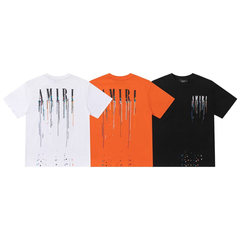 Cross-border 2024 spring and summer new AMIRI tears short-sleeved T-shirt for men and women with a little tide brand loose couples Cross-border 2024 spring and summer new AMIRI tears short-sleeved T-shirt for men and women with a little tide brand loose couples
