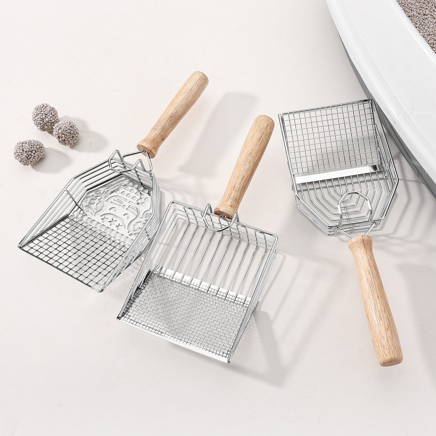 Sixth Generation Stainless Steel Coarse And Fine Two-in-One Large Small Hole Soil Rutin Chicken Box Cat Litter Scoop_voghion.com