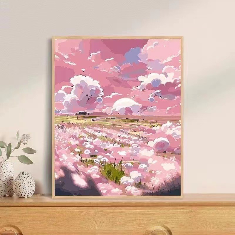 Pintura al óleo digital de bricolaje Rosa hecha a mano relleno de color pintura al óleo curación hecha a mano simple flor sala de estar pintura decorativa Generación de cabello