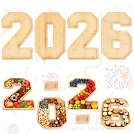 新款木质创意托盘家用2026数字造型托盘木制点心盘不规则造型盘