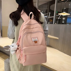 跨境簡約雙肩包女2024新款韓版大容量初高中學生書包森系旅行背包