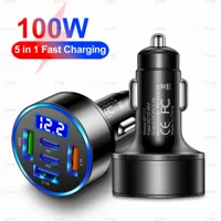 Стандарт 100W пять в одном с цифровым дисплеем автомобиль зарядка 5 с напряжением автомобильное зарядное устройство