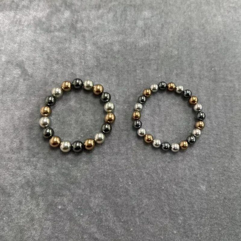 New Bracelet Shijia Black and Gray Gold Mixed Color Pearl Bracelet for Women, Unique Design, Exquisite Elastic Cord Bracelet