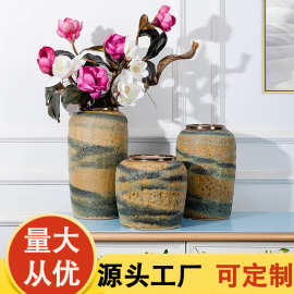 三件套 简约创意陶瓷批发园艺种植粗陶花瓶 颜色釉套装工艺品摆件