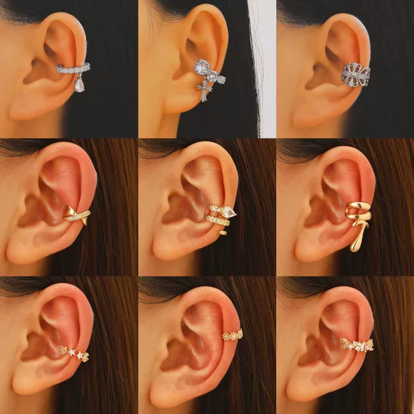 European and American copper gold-plated design all-match ear clip multi-layer cold wind niche temperament Japanese and Korean zircon earrings