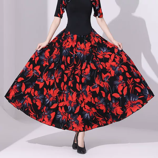 Vermilion flower skirt