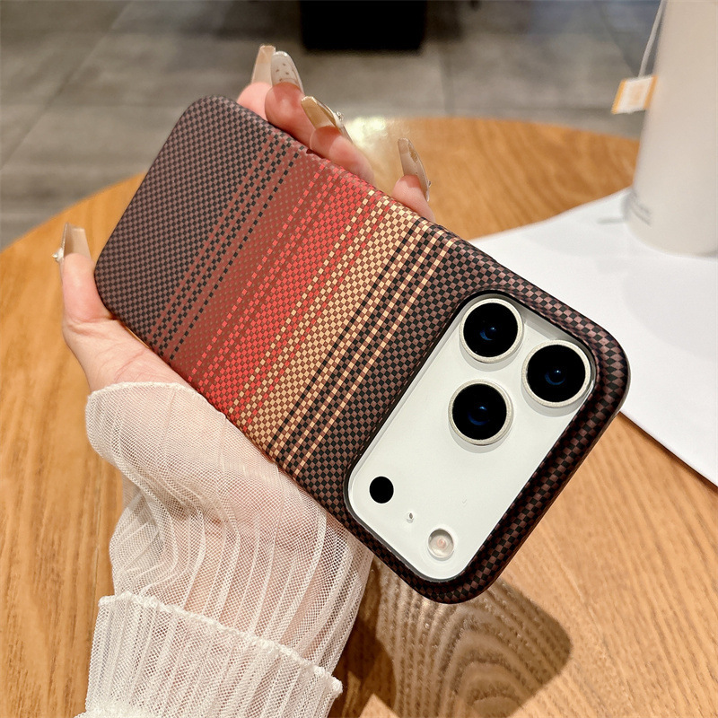 Suitable for Iphone17 Kevlar Magnetic Phone Case Apple 16 Water Sticker Carbon Fiber 15Promax Hard Protective Case