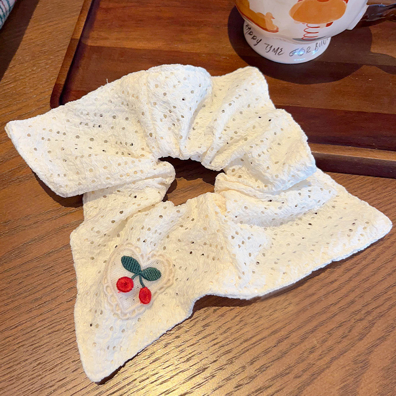 Pañuelo cuadrado bordado para niños, lazo para el cabello de intestino grueso, lazo para el cabello de alto nivel para niñas, cuerda de cabeza de cola de caballo baja, accesorios para el cabello de estilo occidental para niñas