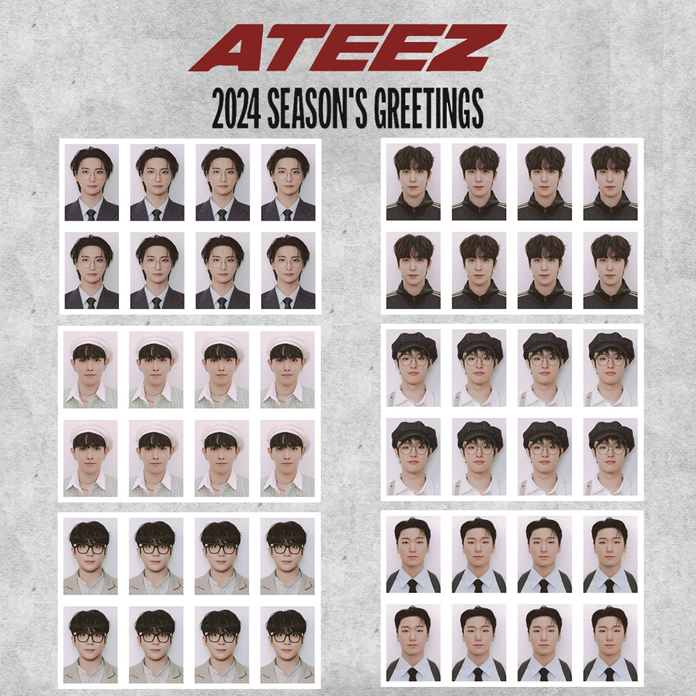 ATEEZ 2024 SEASON'S GREETINGS периферийные ID-фото фотографии размером один дюйм Фотографии календаря на стол