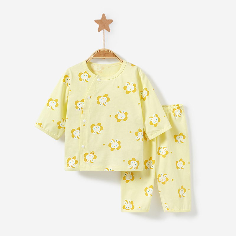 Bebé traje de verano de algodón para niños de media manga delgada traje de dos piezas para niños y niñas ropa de verano sin hueso ropa de bebé