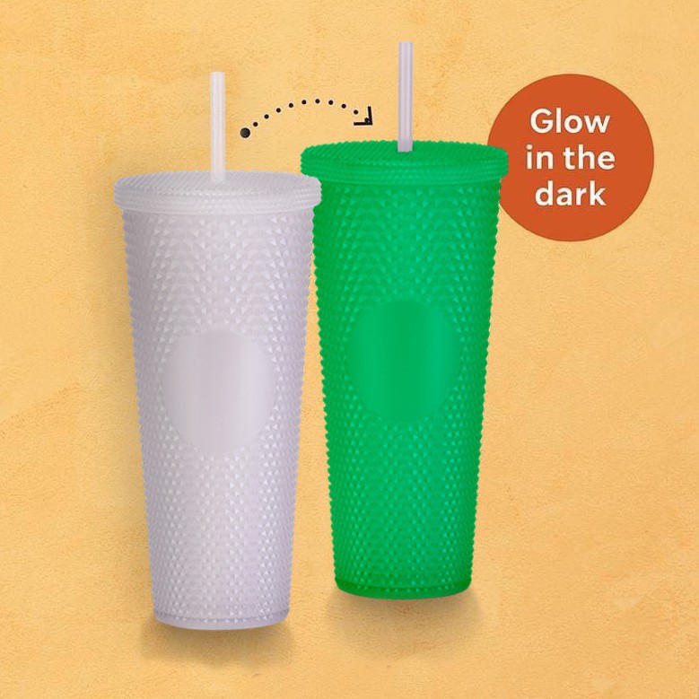 Taza de paja de plástico de doble capa de gran capacidad creativa 710ml Taza de Durian Taza de mano Taza de gradiente de arco iris que cambia de color luminoso