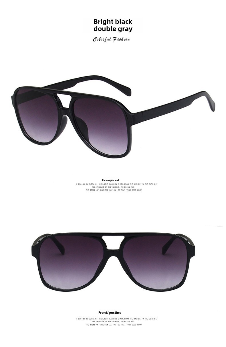 Retro Double Beam Sunglasses For Men Large Frame Trendy Design_voghion.com