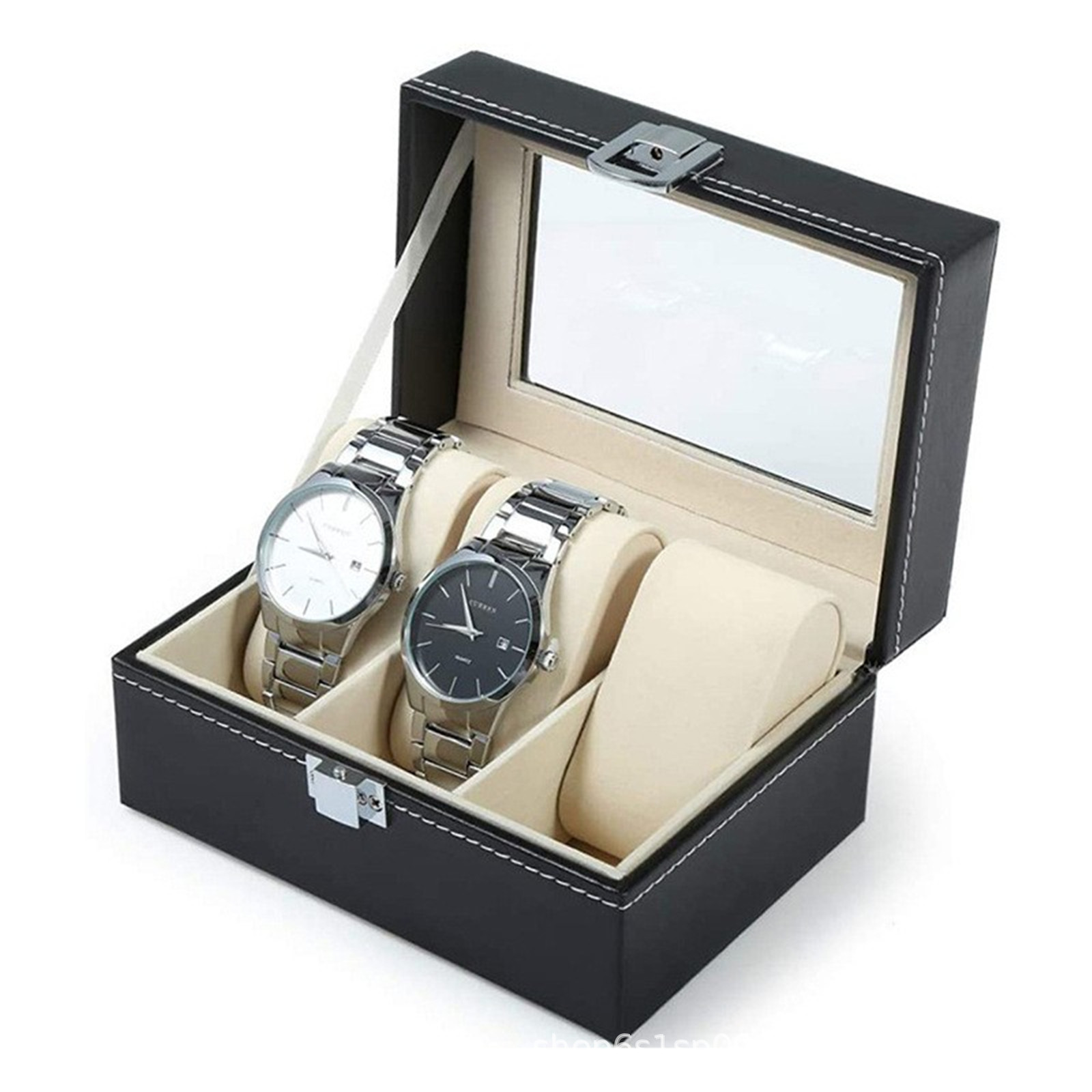 Caja de exhibición universal de cuero PU para relojes, embalaje portátil de alta gama para almacenamiento de múltiples relojes, ideal para dropshipping transfronterizo.