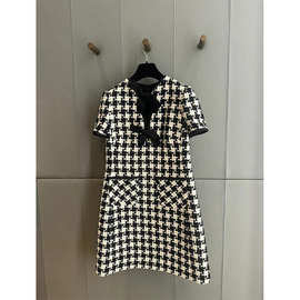 法式小香风气质连衣裙女2025新款高级富家千金蝴蝶结时尚显瘦短裙