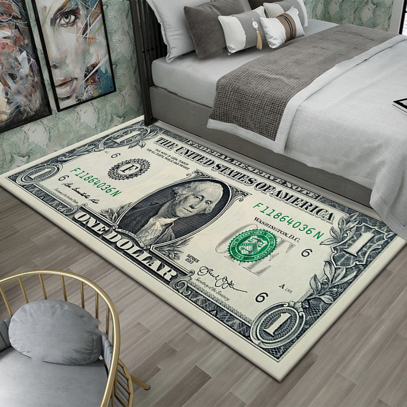 Cross-Border Amazon Temu Hot-Selling American-Style Dollar-Patterned Floor Mat, Dirt-Resistant and Easy-Care Bedside Rug, Available for Dropshipping Cross-Border Amazon Temu Hot-Selling American-Style Dollar-Patterned Floor Mat, Dirt-Resistant and Easy-Care Bedside Rug, Available for Dropshipping