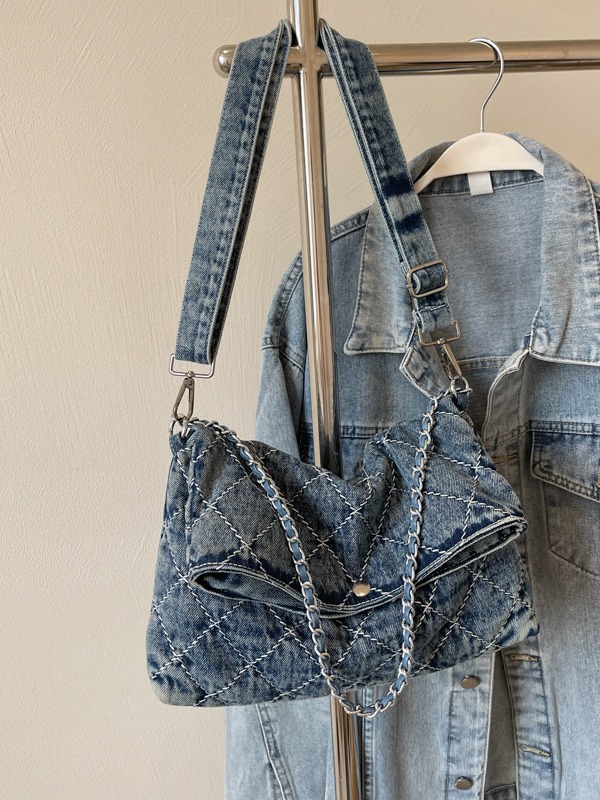 Bolso de viaje de gran capacidad para mujeres 2025, nuevo bolso de hombro jeans de moda, bolso de diamante de verano