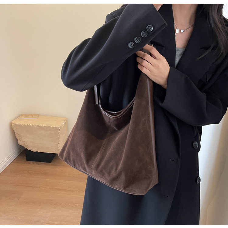 Túi tote nữ cỡ lớn đa năng thời trang, túi đeo chéo đi làm chất liệu nhung kẻ — Màu cà phê, Màu nâu vàng, Màu nâu đỏ, Màu đen chi tiết 22