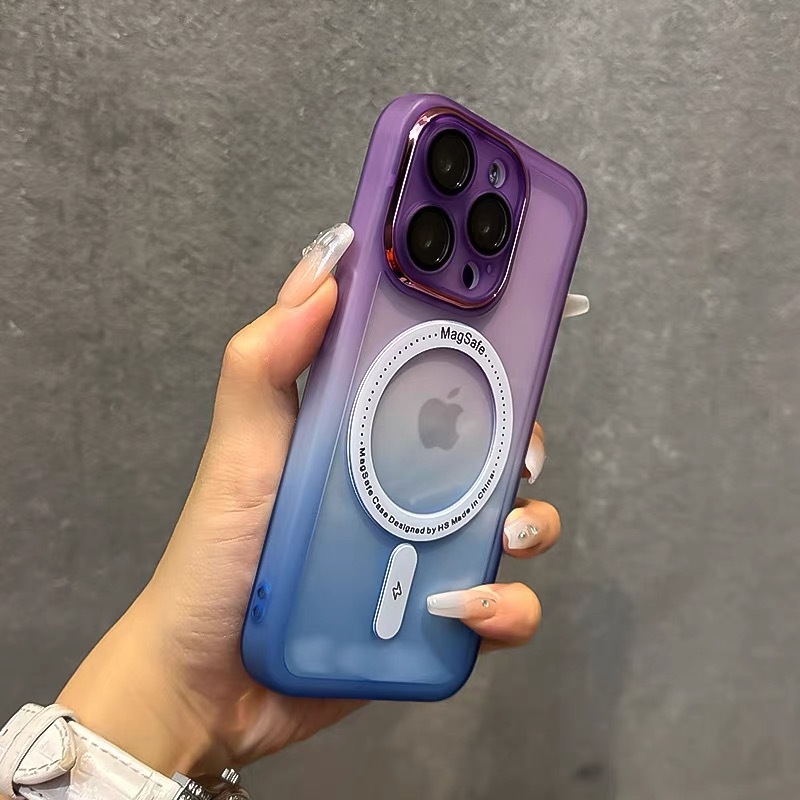 带镜头膜渐变色磁吸适用iPhone16promax手机壳苹果15软硅胶多巴胺|undefined