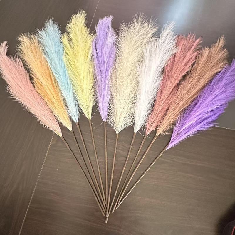网红婚房婚庆仿真芦苇花烟花孔雀草仿生粉色羽毛礼堂插花花材装饰|undefined