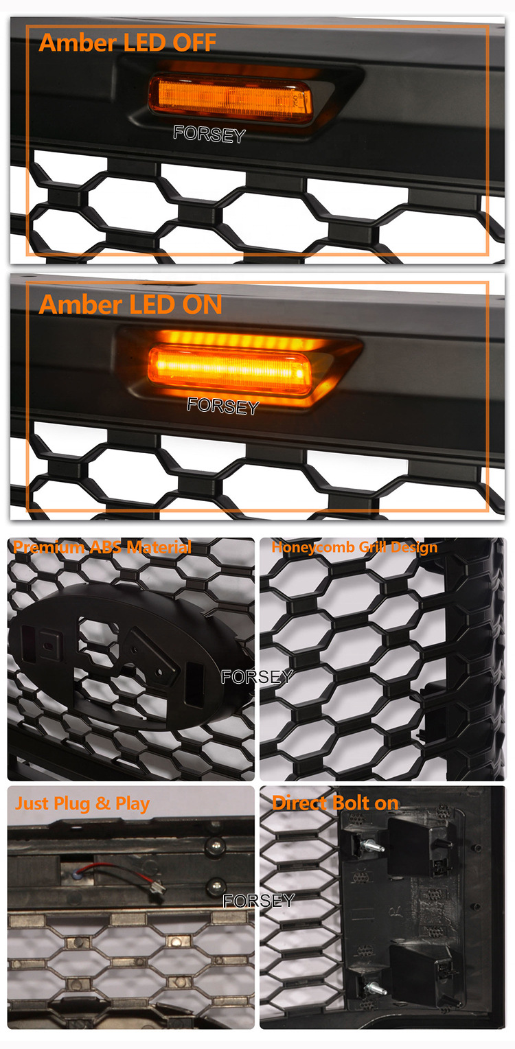 Suitable for 21 Ford Raptor F-150 front grille with lights and front bumper center grid
