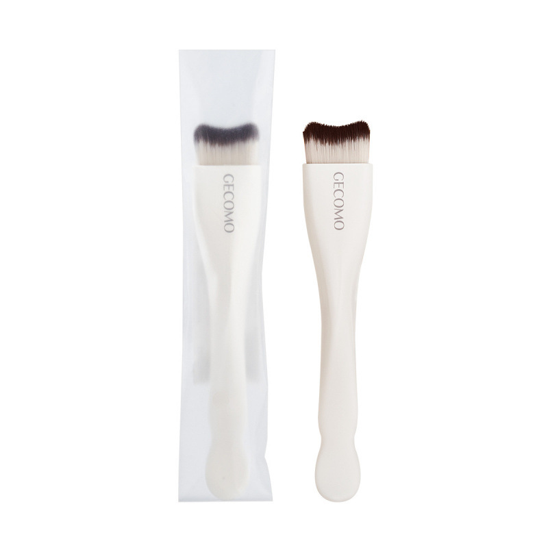 GECOMO cepillo de base de media luna de doble cabeza, no comer polvo, cepillo de maquillaje de pelo suave, sin marcas, especial para maquilladores