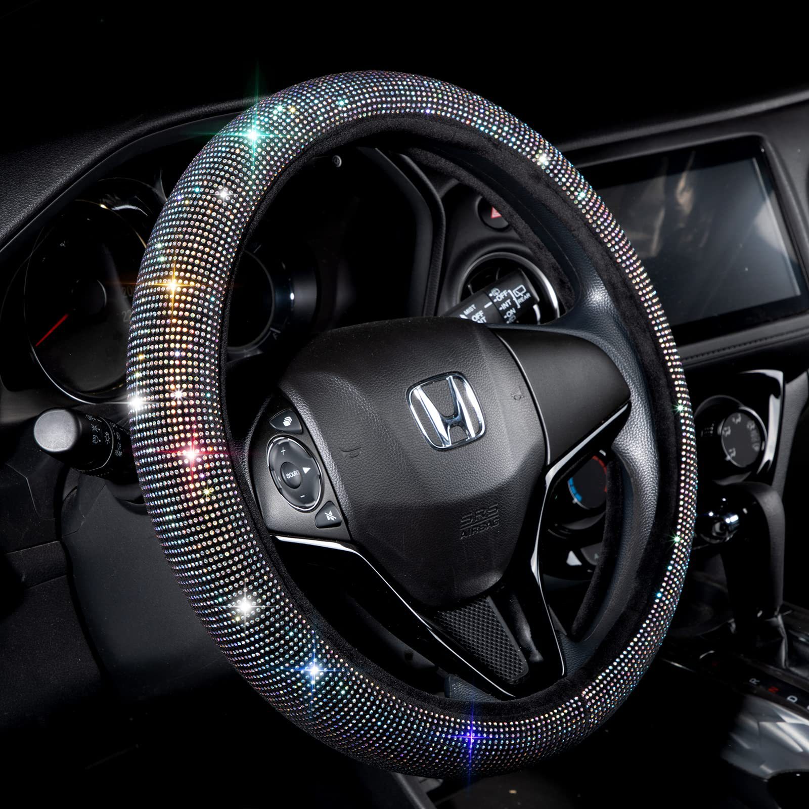 Source Factory Cross-Border Car Diamond-Studded Steering Wheel Cover with Inner Ring, Full Rhinestone Car Interior Handle Cover