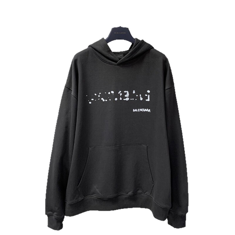 Cross-Border 26 Autumn and Winter Paris Sweatshirt Trendy Brand High-End Style with Blurred Letter Print Bl Hoodie Unisex Loose Fit